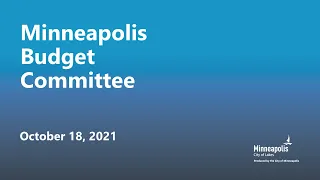 October 18, 2021 Budget Committee