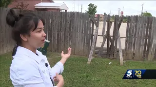 Moore homeowners confused by busted-through fence, learn damage was from police chase