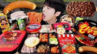 ASMR MUKBANG | Convenience store (Hotdog, Kimbap, Fire noodles, Sausage) Random Eating