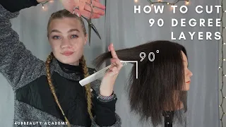 Milady chapter 16 Haircutting - Easy how to cut a 90 degree layered haircut | 408 Beauty Academy