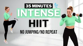 🔥35 MIN NO JUMPING ALL STANDING HIIT With Weights🔥No Repeat🔥Low Impact Home Workout🔥