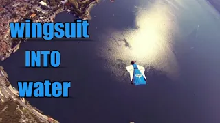 Guy wingsuits into water without parachute... (MUST WATCH)