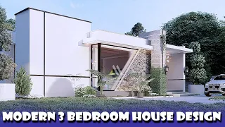 Hidden Roof House Design / Modern 3 bedroom bungalow/ Simple house design with interior design