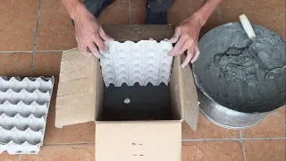 Cardboard Boxes And Egg Trays || Creative Cement Pots || DIY Cement Pot Making At Home Easily