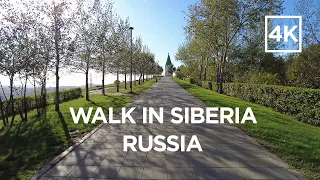 Walking tour around Pokrovskiy Park in Krasnoyarsk city (Siberia, Russia) [4k]