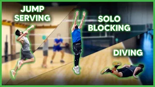 VOLLEYBALL PRACTICE : Diving, Solo Blocking, Jump Serving