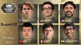 Norway Chess 2024 | Round 02 | Magnus, Hikaru, Ding, Fabiano, Alireza & Pragg