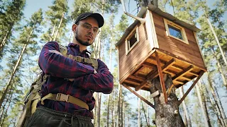 TREE HOUSE LIFE | build a forest table and cook meat in a cauldron