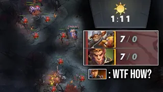 How could you get 7 Last hits in minute 1? Techies Pos5 Gold Trick!