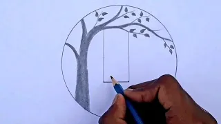 circle drawing - pencil drawing in circle- easy circle drawing- easy bird drawing  - #25.