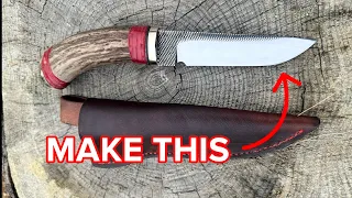 Making a Unique Deer Antler Handled Knife from an Old File | Christmas Gift