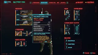 Cyberpunk 2077 v2.01 MALORIAN ARMS 3516 STATS Before v2.02 Buff (Best 2K Quality on Youtube)