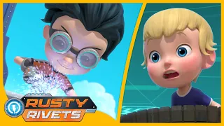 Rusty Rescues Liam from a Tire Tower 🛠 Rusty Rivets | Cartoons for Kids