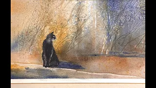 Lois' Impressionist CAT! Simple Atmospheric Watercolor Landscape Painting For Beginners Demo, SALT