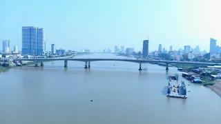 "I'm Blue".... the Phnom Penh Mekong River Bridge from up above.  Cambodia Febr 2024