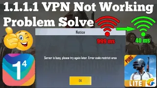 1.1.1.1 Vpn Not working in Pubg lite Problem fixed | Pubg lite very low ping Vpn | Pubg best Vpn