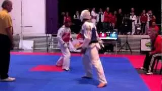 Yellow vs black belt teakwondo Sparring