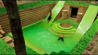 106 Days Building The Most Amazing Underground Water Slide Temple House