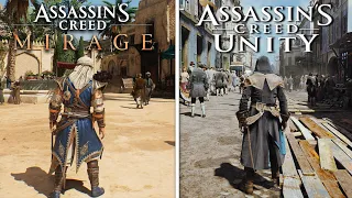 Assassin's Creed Mirage vs Assassin's Creed Unity - Physics and Details Comparison