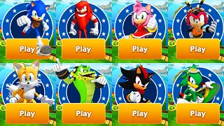 Sonic Dash - Sonic vs Knuckles vs Amy vs Charmy vs Tails vs Vector vs Shadow vs Jet - Run Gameplay