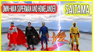 GTA 5 -Saitama vs Superman Homelander and Omni Man SUPERHERO BATTLE