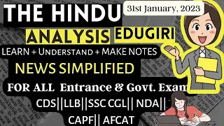 The Hindu Analysis 31st January, 2023 For beginners/Editorial/Vocab CDS/CUET/CLAT/NDA/LLB/SET/SSC