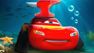 LIGHTNING MCQUEEN vs ANVIL at the BOTTOM OF DEEP OCEAN! Pinned down BIG ANVIL! Underworld Pixar Cars