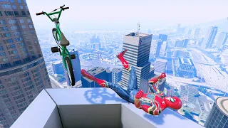 GTA 5 Spiderman Epic Jumps BMX Parkour Vol.41 (Euphoria Ragdolls)