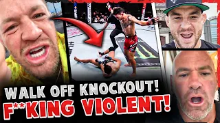 REACTIONS to WALK-OFF KO in Max Holloway vs The Korean Zombie + Dana White INSTAGRAM LIVE!