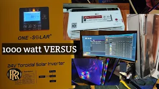 24 volts 1000 watts ONE SOLAR INVERTER VS 3/4 HORSEPOWER AIRCON + REFRIGERATOR + DESKTOP COMPUTER