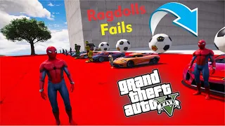 GTA 5 SPIDERMAN Mega Ramp Crash tests/jumps Ragdolls #GTA #Spiderman #Ragdolls