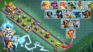 1 Level Linear Defense Formation vs All Builder base Troops | Find G.O.A.T troop | Clash of clans