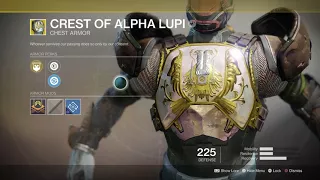 Destiny 2 - Tower: Crest of Alpha Lupi (Exotic Chest Armor) + Void Paragon Modification Gameplay