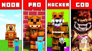 Minecraft Battle: FNAF FREDDY MUTANT CHALLENGE - NOOB vs PRO vs HACKER vs GOD in Minecraft Animation