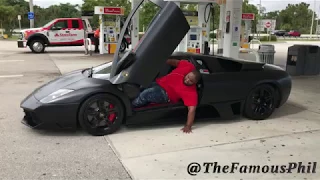 Fat guy Stuck In A Lamborghini