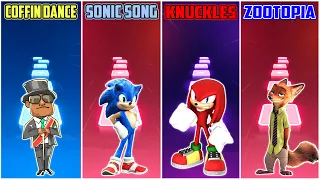 Coffin Dance - Sonic The Hedgehog - Knuckles - Zootopia | Tiles Hop