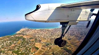 Olympic Dash 8 Q400 - Scenic Landing at Athens, rwy 21R - GoPro Wing View