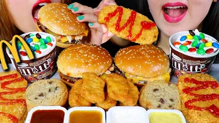 ASMR MCDONALD'S CHEESEBURGER, CHICKEN MCNUGGETS, HASHBROWN, M&M'S ICE CREAM, COOKIE 먹방| Kim&Liz ASMR