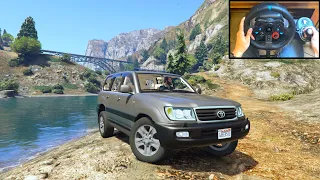 Toyota Land Cruiser 100 Realistic Driving - GTA 5 - Logitech G29