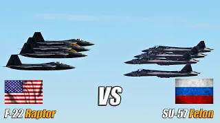 US F-22 Raptor vs Russian SU-57 Felon dogfight 5th generation fighter - DCS WORLD