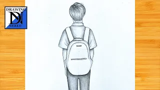 How to draw a Boy Backside with Bag | Very easy tutorial drawing | Pencil drawing | Boy drawing easy