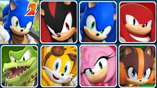 Sonic Boom All 7 Characters Running: Shadow, Sonic, Knuckles, Vector, Tails, Amy & Stick Gameplay