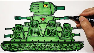 Cách vẽ xe tăng hoạt hình KB-44M - [Xe tăng HomeAnimations]  How To Draw A Tank