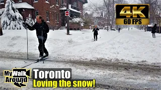 Chaos & fun after HUGE Toronto dump of snow! Walking tour through Annex Neighbourhood (4k60)