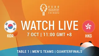 LIVE! | T1 | KOR vs HKG | Quarterfinals | MT | 2022 World Team Championships Finals Chengdu