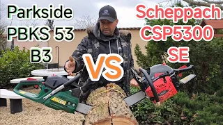 Scheppach csp5300 vs Parkside pbks53  Benzimotoros láncfűrész...