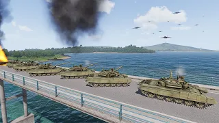 Ukrainian Air force Attacked and Destroyed 13 Russian Tanks on Bridge - Arma 3