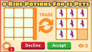 🔥🤑 GETTING 8 RIDE POTIONS FOR MY 15 NO POTION PETS!!😍🤯 BUT DID I GET I WIN?!🧐🧐 in #adoptme