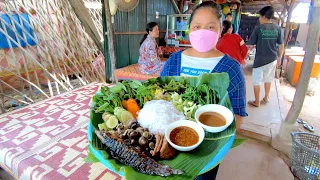 Most Famous RICE NOODLE with FERMENTED FISH SAUCE In Siem Reap Angkor Wat! Cambodia Street Food