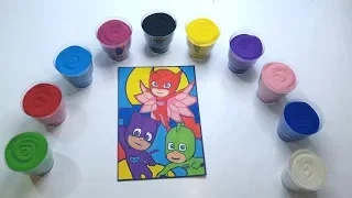 pjmasks, learn colors, раскраски герои в масках, Colored sand painting pjmasks, цветной песок